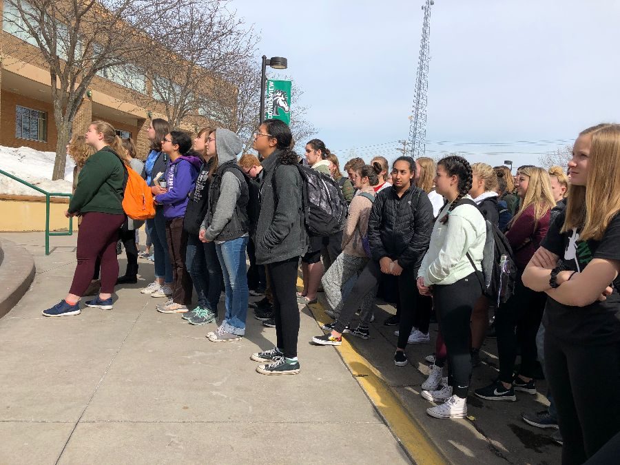 Students walkout for gun control.