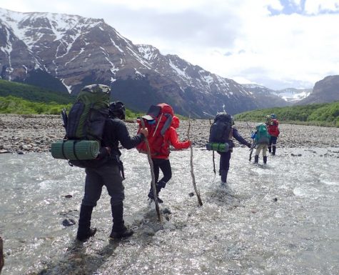 Students backpacking