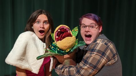 Junior Eva Manrodt and senior Jack Nitti play Audrey and Seymour, the quirky couple of Skid Row in Little Shop of Horrors presented by Mounds View High School April 27 - 30.