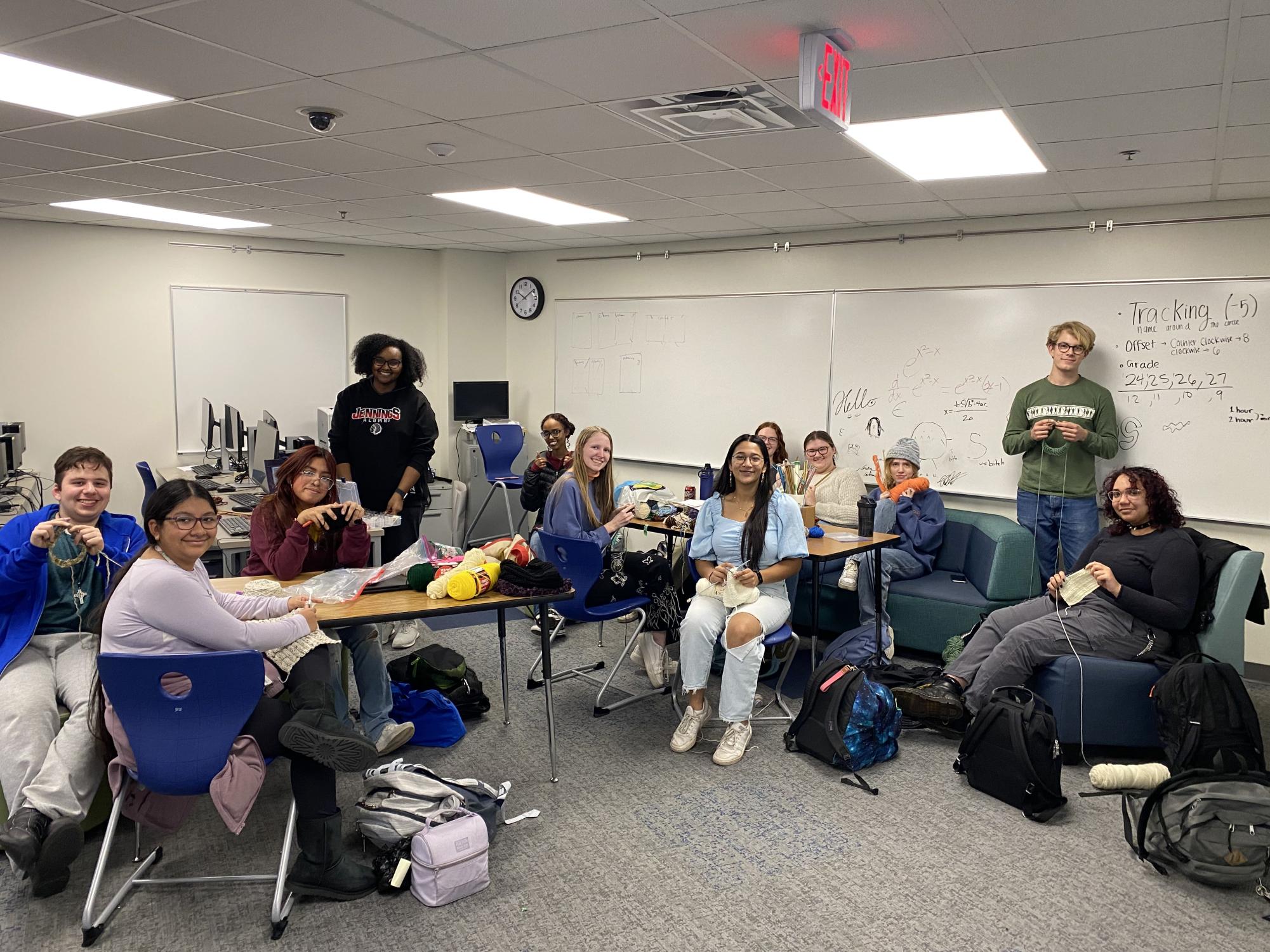 The Mounds View Fiber Arts Club at one of their weekly meetings.