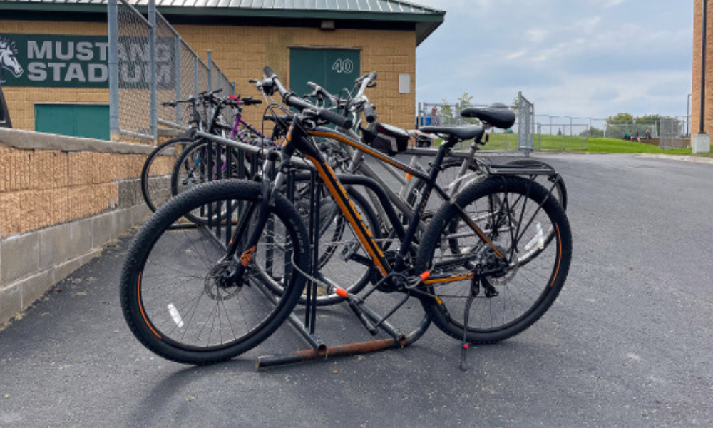 The+sparsely+populated+bike+rack+of+Mounds+View+High+School.