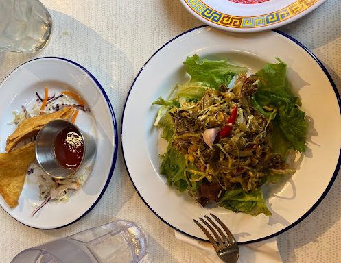 The lahpet thoke, or a tea leaf salad, I ordered at Mandalay Kitchen.