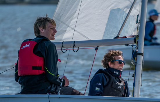 Colosi (right) sailing with teammate Robbie Dresen (left) in Jensen Beach, Florida.