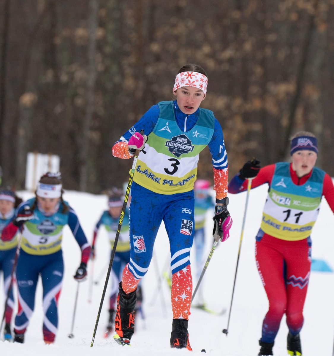 Linnea Ousdigian pushes ahead in her race at Nationals.